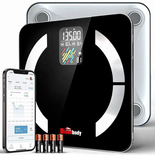 Main image of Smart Digital Bathroom Body Scale | Large Display Accurate Result | 22 Metrics Including Cardiac Index, Heart Rate, Body Fat, Lean Body Mass | Tempered Glass, App Support Bluetooth