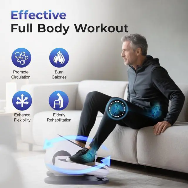 Alt view image 4 of 7 - Under Desk Elliptical Machine, Electric Ellipse Leg Exerciser While Sitting for Seniors Adults, Leg Ercise Pro, Leg Exerciser While Sitting, Home Use Seated Ellipse Leg Exerciser