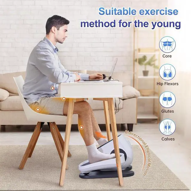 Alt view image 5 of 7 - Under Desk Elliptical Machine, Electric Ellipse Leg Exerciser While Sitting for Seniors Adults, Leg Ercise Pro, Leg Exerciser While Sitting, Home Use Seated Ellipse Leg Exerciser