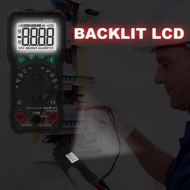 Alt view image 6 of 6 - Handheld TRMS Digital Multimeter Auto Range AC DC Volt Amp Ohm LCD Tester Meter