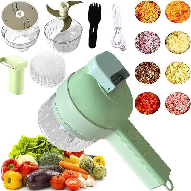 Garlic Crusher 4 in 1 Portable Electric Vegetable Cutter Vegetable Chopper  Wireless Food Processor Kitchen 