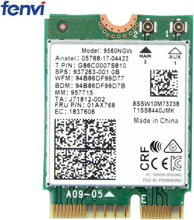 Main image of Sem fio, banda dupla, 1.73gbps, para intel ac 9560 9560ngw ngff chave e cartão wi-fi 9560ac 8020,11ac bluetooth 5.0, para laptop e windows 10