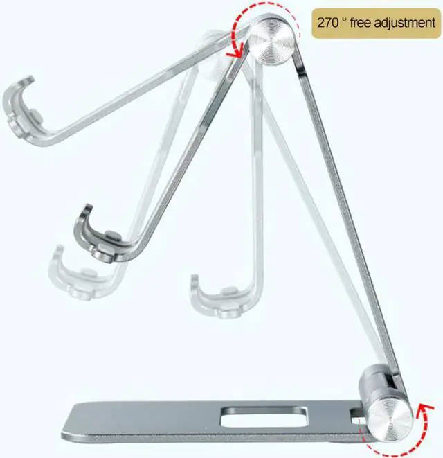 Alt view image 2 of 6 - 1pc Aluminum Alloy Folding Adjustable Mobile Phone Holder Portable  Folding Desktop Stand For Tablet Mobile Phone Support