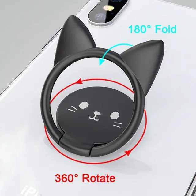 Alt view image 2 of 6 - 1pc est 360 Electroplating Magnetic Ring Bracket Universal Car Cute Kitten Mobile Phone Bracket Ring Buckle For IPhone Xiaomi