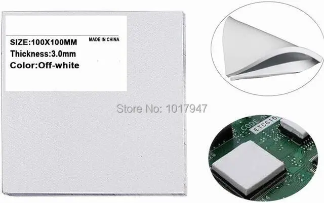 Alt view image 6 of 6 - 2Pcs lot 3mm Thickness 100x100x3mm White Compound Conductive GPU SMD DIP IC Silicone Thermal Pads Pad
