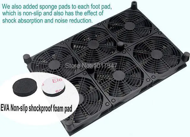 Alt view image 5 of 6 - Fiber Modem TV Set Top Box Router 120mm Speed Silent 6 Fans Base Laptop Cooler Stand Radiator Bracket for NETGEAR R8500