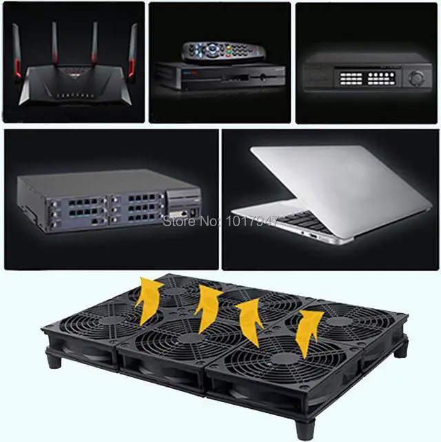 Alt view image 6 of 6 - Fiber Modem TV Set Top Box Router 120mm Speed Silent 6 Fans Base Laptop Cooler Stand Radiator Bracket for NETGEAR R8500