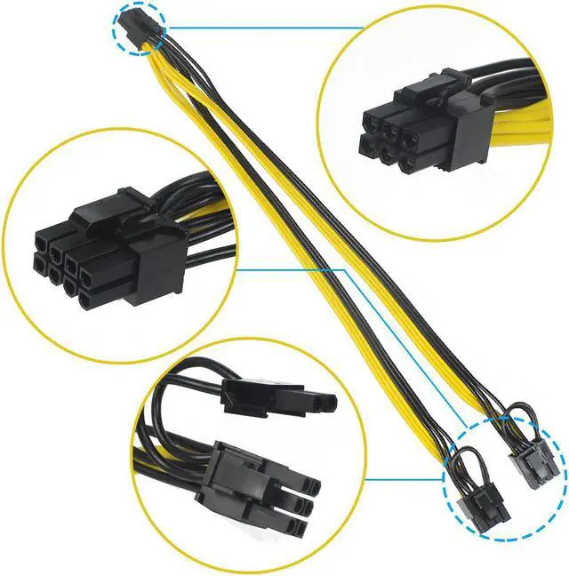 Main image of XT-XINTE GPU 6-pin to Dual 8pin Power Supply Cable GPU Graphics Card 6Pin Male to 2 (6+2)pin Male Adapter Cable