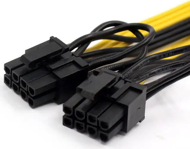 Alt view image 4 of 6 - PCI-E PCIE 8p Female to 2Port Dual 8pin 6+2p Male GPU Graphics Video Card Power Cable Cord 18AWG Wire Cable for BTC Miner Mining