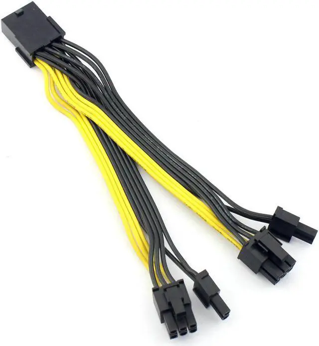 Alt view image 3 of 6 - PCI-E PCIE 8p Female to 2Port Dual 8pin 6+2p Male GPU Graphics Video Card Power Cable Cord 18AWG Wire Cable for BTC Miner Mining