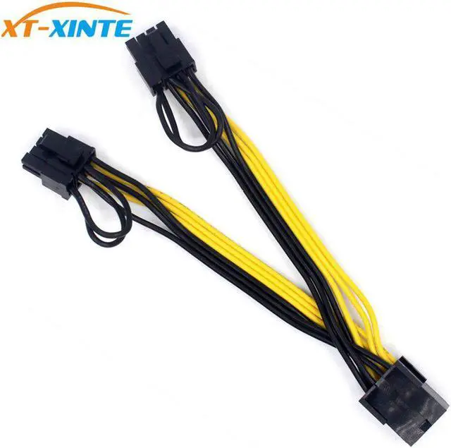 Alt view image 2 of 6 - PCI-E PCIE 8p Female to 2Port Dual 8pin 6+2p Male GPU Graphics Video Card Power Cable Cord 18AWG Wire Cable for BTC Miner Mining
