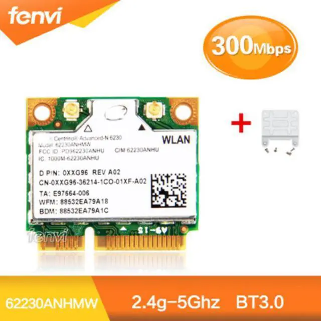 Main image of Dual band 300Mbps For Intel 62230ANHMW Advanced-N 6230 2.4G 5GHZ WiFi+BT3.0 Combo half Mini PCI-e Bluetooth Wireless card