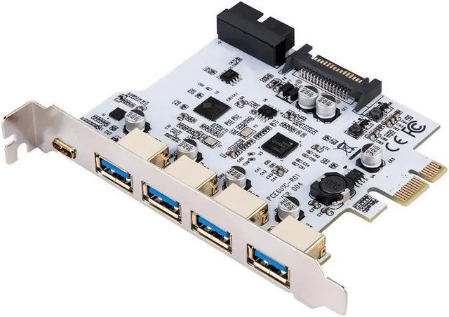 Alt view image 2 of 3 - Add On Card USB 3.0 PCI-E Type C Expansion Card PCI Express PCI-E to USB 3.0 Controller 5Port + 1Port USB 3.1 PCI-E Card Adapter