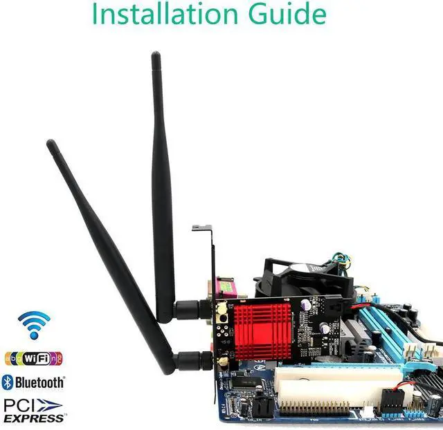 Alt view image 3 of 3 - PCIE M.2 Wifi Adapter Network Card 5 ghz 5g 5ghz Wireless PCI Express Wifi Bluetooth Adapter AC 9260 M2 Wifi Card Antenna for PC