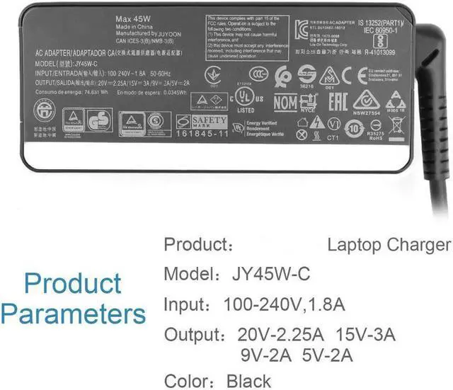 Alt view image 2 of 3 - 45W Power Adapter Supply fit for lenovo-45w-usb-c-charger Yoga 910 ThinkPad X1 Tablet G2 G3, Tablet 10 C
