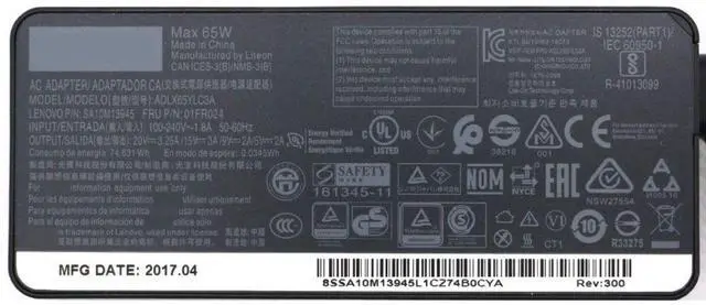 Alt view image 2 of 3 - Fit for 20V 3.25A 65W USB Type C Ac Charger for Lenovo Thinkpad X1carbon Yoga5 X270 X280 T580 P51s P52s E480 E470 Laptop