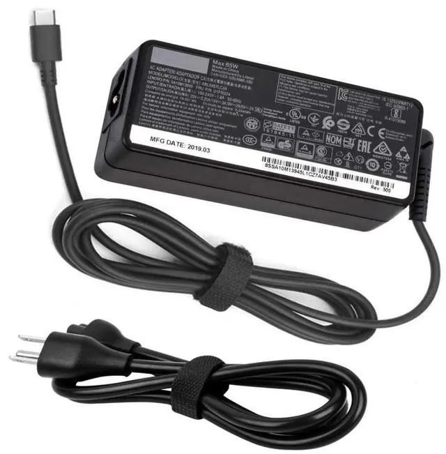 Alt view image 2 of 3 - USB-C Power fit for lenovo 65w USB-C USB Type C Yoga Charger ThinkPadx1 E495 E595 T580 T480 T480S p43s p5