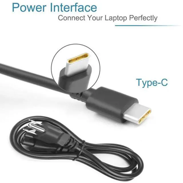 Alt view image 3 of 3 - USB-C Power fit for lenovo 65w USB-C USB Type C Yoga Charger ThinkPadx1 E495 E595 T580 T480 T480S p43s p5