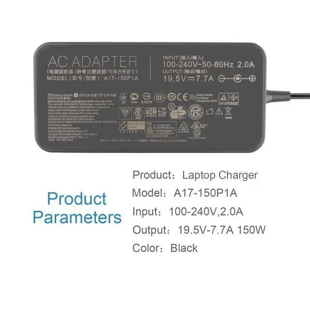 Alt view image 2 of 3 - 150W Charger Power fit for asus ZenBook PRO 15 14 UX580GE UX580GD UX550GD UX550GE UX480FD UX450FD