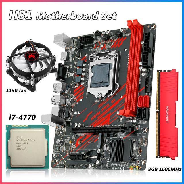H81 Motherboard Kit Set With Intel Core I7 4770 Processor 8GB 