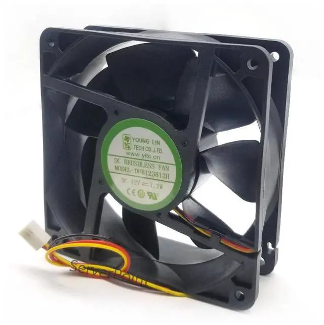 Alt view image 3 of 4 - DFB123812H DC 12V 7.2W 0.6A 12038 12CM 120*120*38mm 3 Wires Big Air Computer Cooling Fan