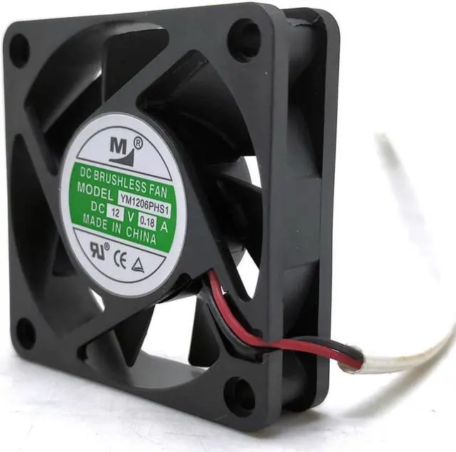 Main image of 2pcs 6015 12V 2-Wire Power Supply Cases CPU Cooling Fan YM1206PHS1 0.18A 6cm cooler