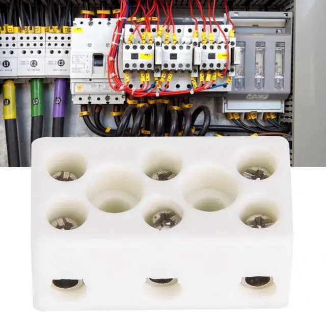 Main image of 10pcs 3 Way 24A Ceramic Terminal Block Wire Connector High Temperature Resistant Porcelain Terminal Block