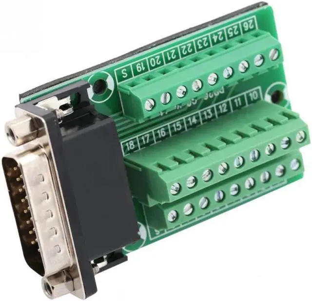 Alt view image 3 of 3 - DB26 DB26-G2-01 Male Adapter to PCB Terminal Signals Module Breakout Board Connector
