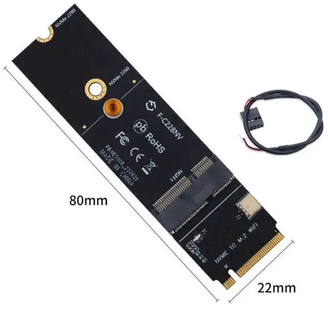 Alt view image 2 of 4 - Wireless M.2 A+E Key Slot to M.2 M Key Wifi Bluetooth Adapter for AX200 9260 Bcm94352Z Card NVMe PCI Express SSD Port