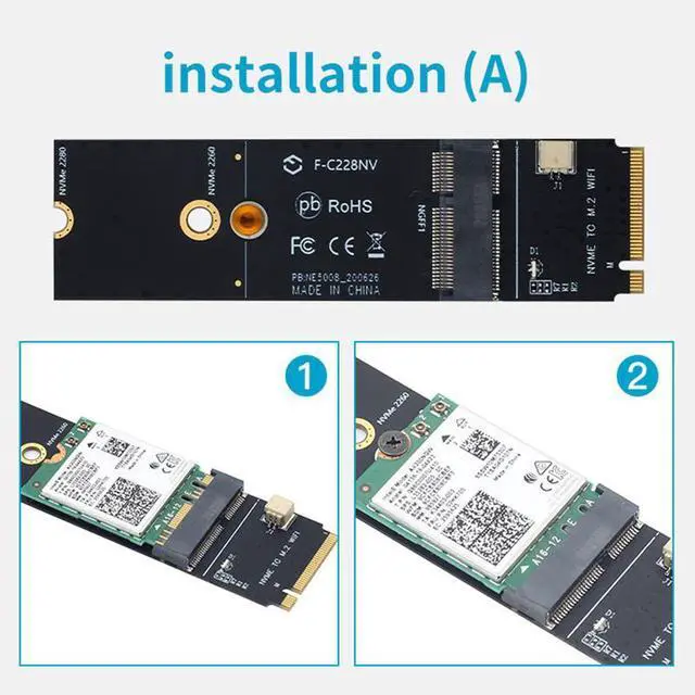 Alt view image 3 of 4 - Wireless M.2 A+E Key Slot to M.2 M Key Wifi Bluetooth Adapter for AX200 9260 Bcm94352Z Card NVMe PCI Express SSD Port