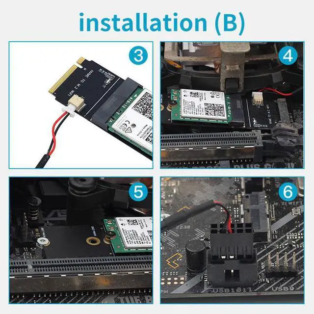 Alt view image 4 of 4 - Wireless M.2 A+E Key Slot to M.2 M Key Wifi Bluetooth Adapter for AX200 9260 Bcm94352Z Card NVMe PCI Express SSD Port
