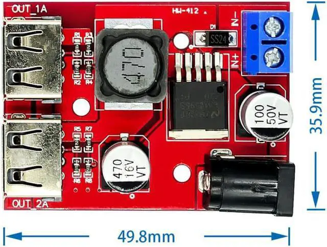 Alt view image 3 of 3 - LM2596 LM2596S Dual USB DC-DC 9V 12V 24V 36V to 5V 3A Step Down Buck Converter Board Car Charger Solar Power Supply Module