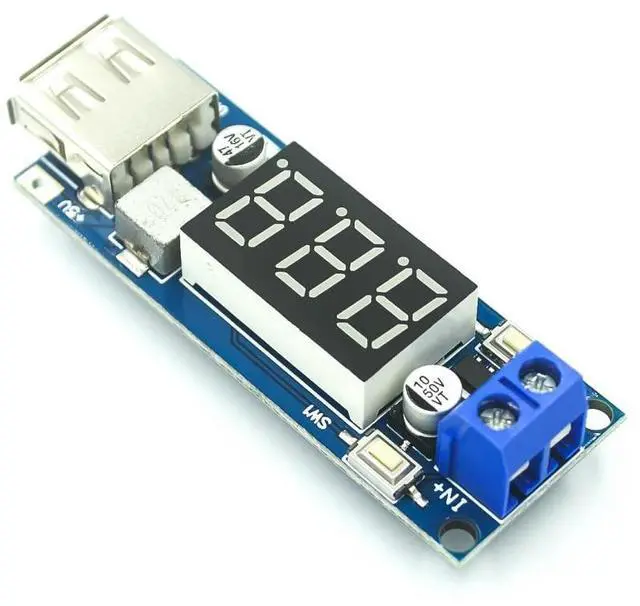 Alt view image 3 of 3 - DC DC Step Down Converter LED Display Voltmeter + 5 V USB Charger Power Supply Module Board Step-down Buck Port 6.5-40V To 5V 2A