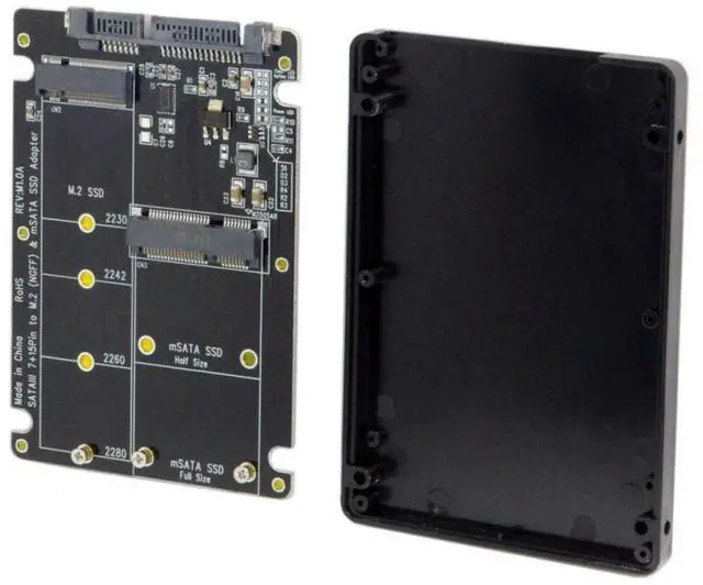 Alt view image 2 of 2 - Combo M.2 NGFF B-key & mSATA SSD to SATA 3.0 Adapter Converter Case Enclosure 2 in 1  for  B-key or B/M-key NGFF SSD