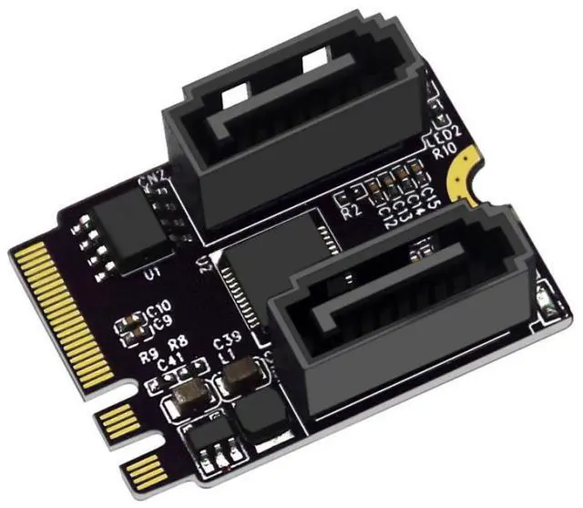 Alt view image 2 of 2 - 2230 NGFF M.2 Key A+E PCI Express to SATA 3.0 6Gbps Dual Ports Adapter Converter Hard Drive Extension Card JMB582