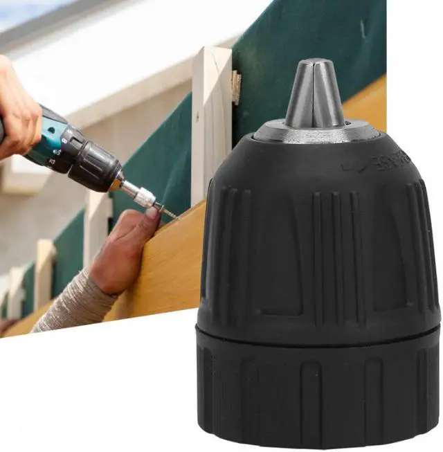 Alt view image 2 of 3 - Keyless Drill Chuck 0.8-10mm 3/8-24UNF + 1/4 Inch Hex Shank Extension Rod Adapter Screwdriver Impact Driver Chuck