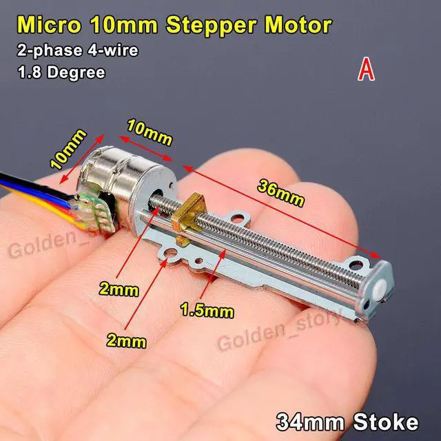 Alt view image 2 of 5 - Micro 2-phase 4-wire 10MM Stepper Motor 34mm Linear Actuator Precision Long Linear Screw Slider Nut Forward&Backward Motion