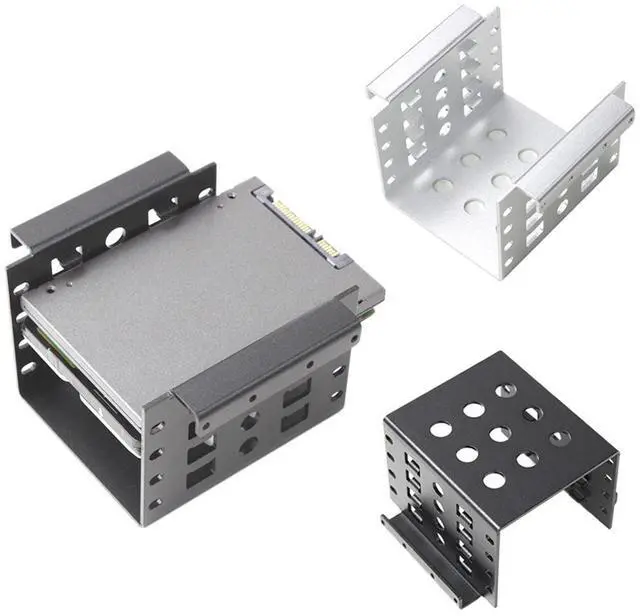 Alt view image 2 of 5 - Aluminum 4 Bay 2.5 in SATA HDD SSD to 3.5 in Bracket Adapter, 2.5 in to Floppy Hard Drive Disk Mounting Converter Kit