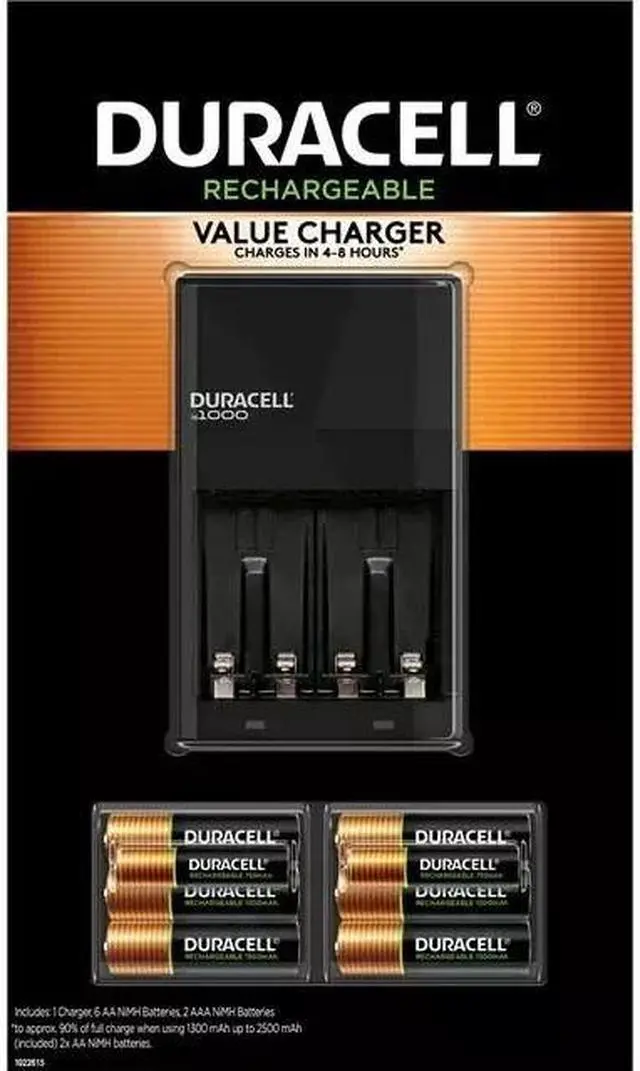 Main image of DURACELL RECHARGEABLE VALUE CHARGER WITH 6 AA AND 2 AAA BATTERIES