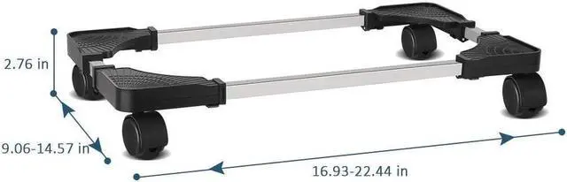 Alt view image 4 of 6 - Liitrton Mobile CPU Stand Adjustable Computer Tower Stand with 4 Caster Wheels Fits Most PC (Black)