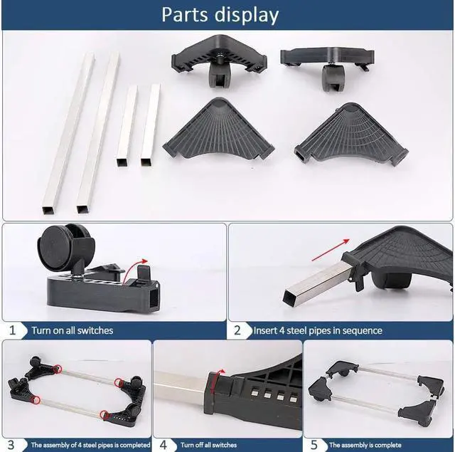 Alt view image 3 of 6 - Liitrton Mobile CPU Stand Adjustable Computer Tower Stand with 4 Caster Wheels Fits Most PC (Black)