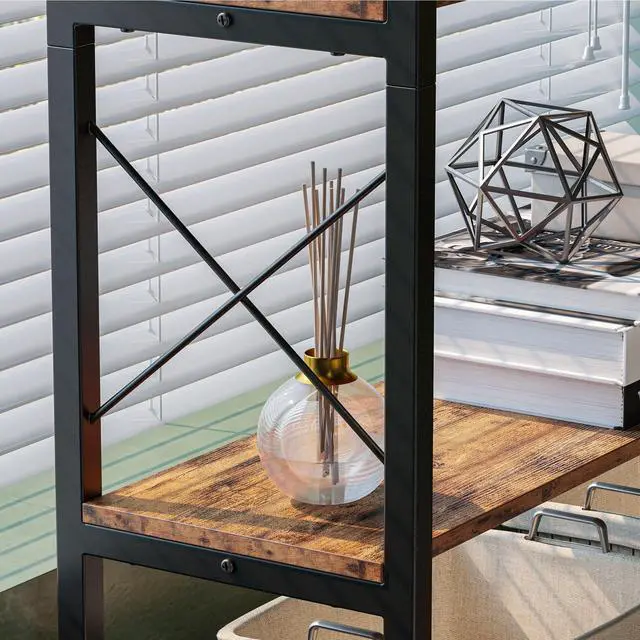 Alt view image 4 of 7 - IRONCK Bookcases and Bookshelves Industrial Corner Etagere Bookcase L Shaped 5 Tier with Metal Frame for Living Room Home Office