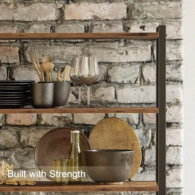 Alt view image 6 of 7 - IRONCK Industrial Bookshelf and Bookcase with 2 Louvered Doors and 3 Shelves, Standing Storage Cabinet for Living Room