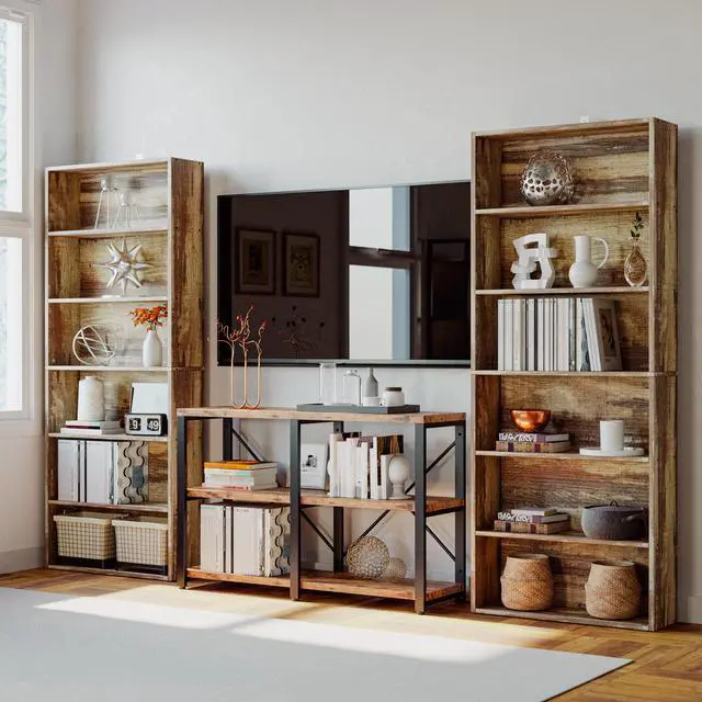 Alt view image 4 of 6 - IRONCK Bookshelves and Bookcases Floor Standing 6 Tier Display Storage Shelves 70in Tall Bookcase Home Decor Furniture for Home Office, Living Room, Bed Room, Industrial Brown