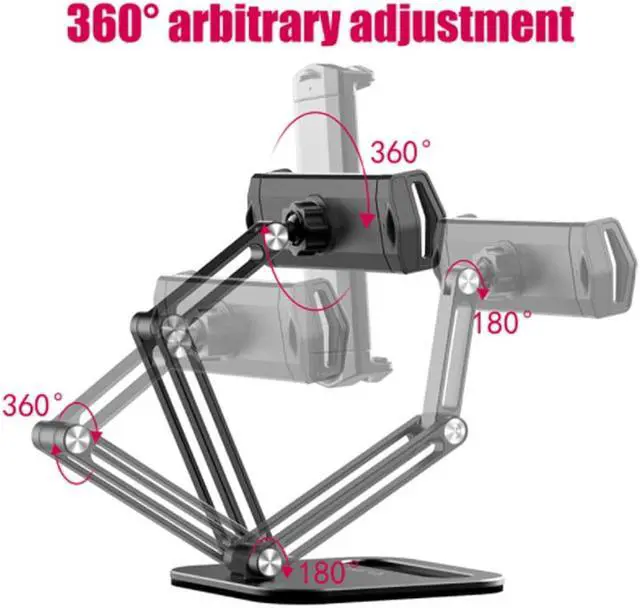 Alt view image 3 of 6 - ULANZI Tablet Stand Holder, VIJIM P001 Desktop Phone Mount Stand with 2 Adjustable Arm and 360° Rotates Tablet Holder Universal Foldable Multi Angle, Compatible with iPad iPhone Tablet