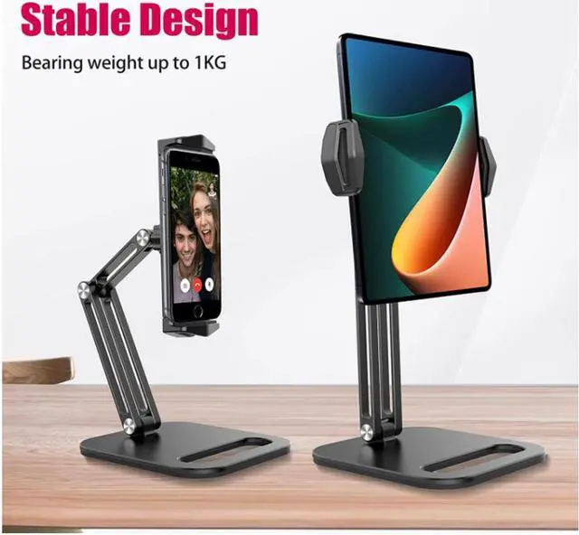 Alt view image 6 of 6 - ULANZI Tablet Stand Holder, VIJIM P001 Desktop Phone Mount Stand with 2 Adjustable Arm and 360° Rotates Tablet Holder Universal Foldable Multi Angle, Compatible with iPad iPhone Tablet