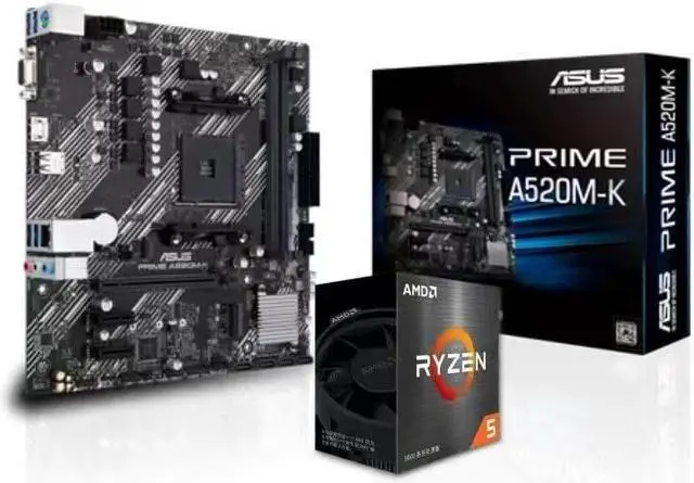 Main image of ASUS PRIME A520M-K AM4 AMD A520 SATA 6Gb/s Micro ATX AMD Motherboard+ AMD Ryzen 5 5500