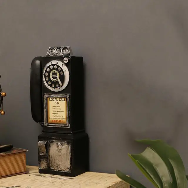 Alt view image 2 of 7 - Acaigel Wall-Mounted Pay Phone Model Vintage Booth Telephone Figurine Rotary Antique