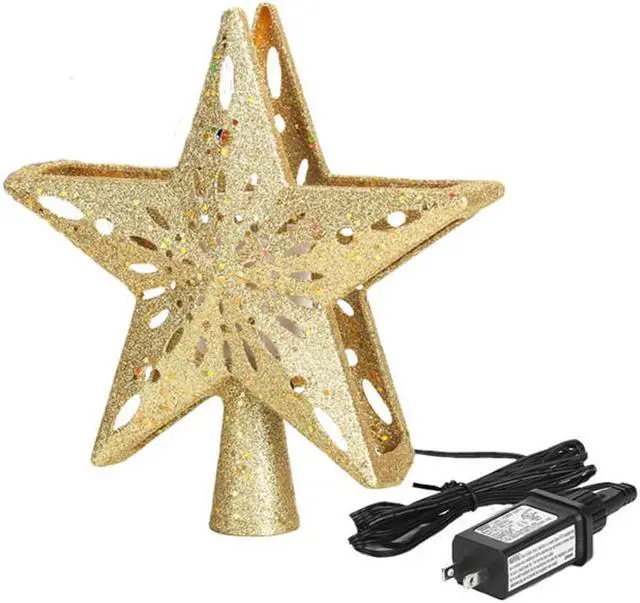 Main image of Tree Decoration (Gold) Christmas Star Tree Topper Lighted with LED  Christmas Tree Star Topper or Christmas Snowflake Projector Lights