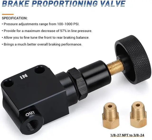 Alt view image 3 of 5 - FYUU Brake Proportioning Valve Adjustable Pressure Regulator Screw Knob Type 260-8419